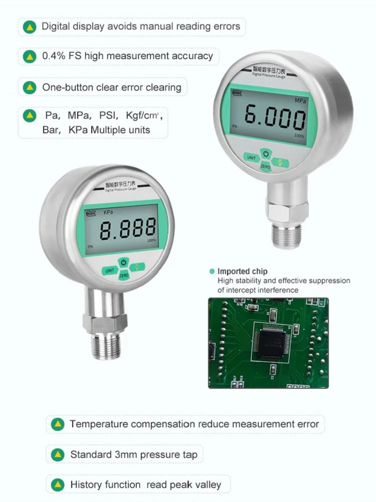 Digital Pressure Gauge Manometer Meter Liquid Gas Digital Pressure Gauge 0-10bar