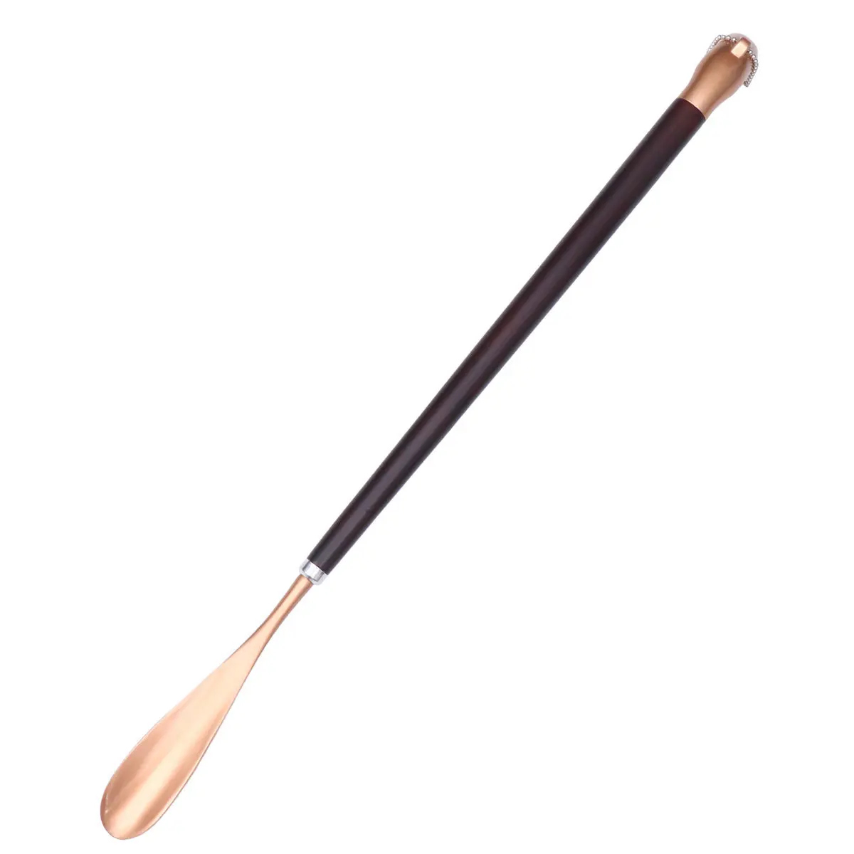 Metal Shoehorn Golden Detachable Wooden Handle Alloy Shoe Horn Long Handle Dolphin Shape Tip For Seniors Elderly Pregnant Women