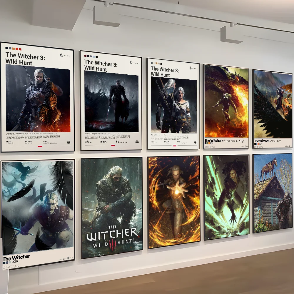 T-The W-Witchers 3 Game Anime Posters Sticky HD Quality Wall Art Retro Posters for Home Kawaii Room Decor