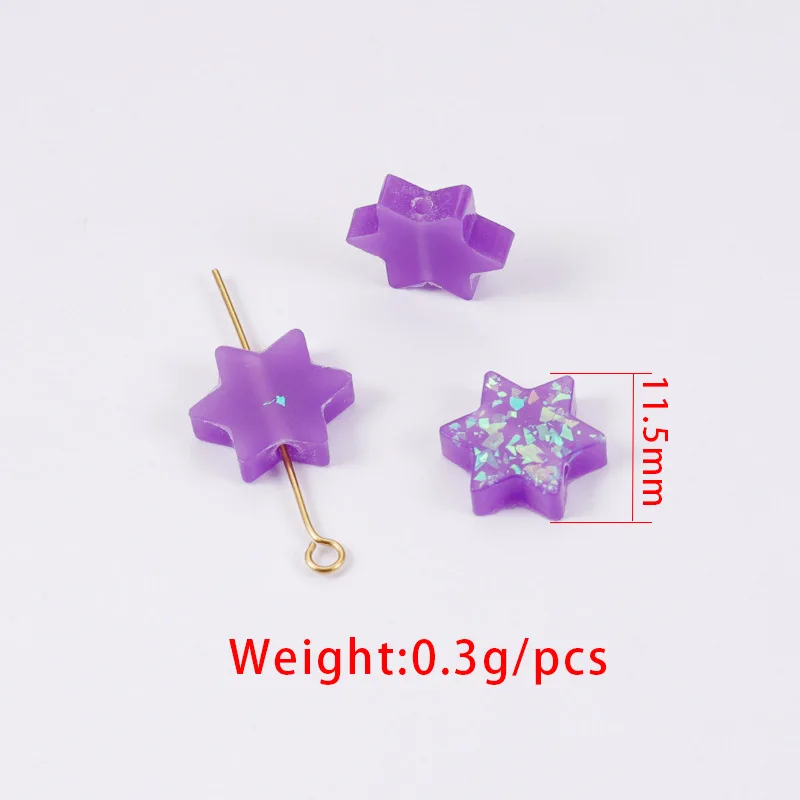 

50pcs/Lot Star Opal Fire Opal Hexagon Bead Charms For DIY Jewelry Making Necklace Bracelets Earring