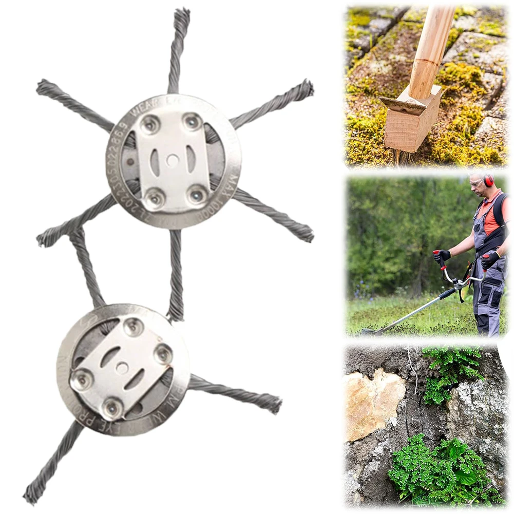 정원 잡초 제거 브러시 교체, 녹 및 이끼 제거 브러시 커터, 와이어 잡초 블레이드, 정원 트리머 헤드 잔디 무버 전동 공구, 2 개