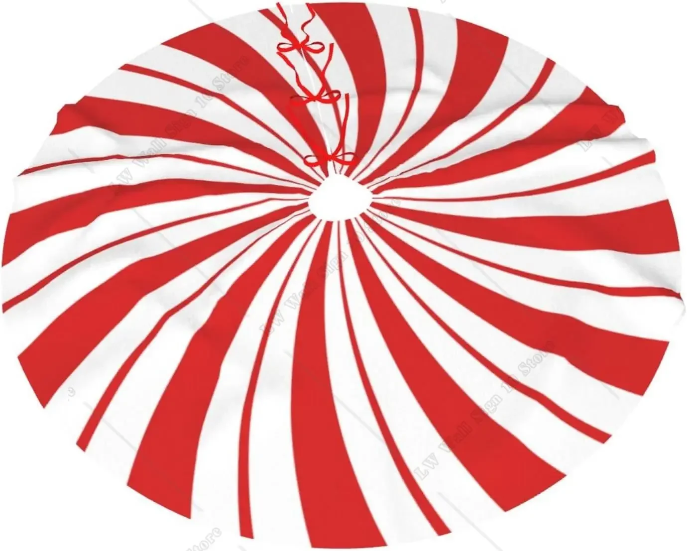 Red and White Swirl Candy Christmas Tree Skirt 30 36 48 Inch Xmas Tree Mat for Christmas Decorations Holiday Ornaments