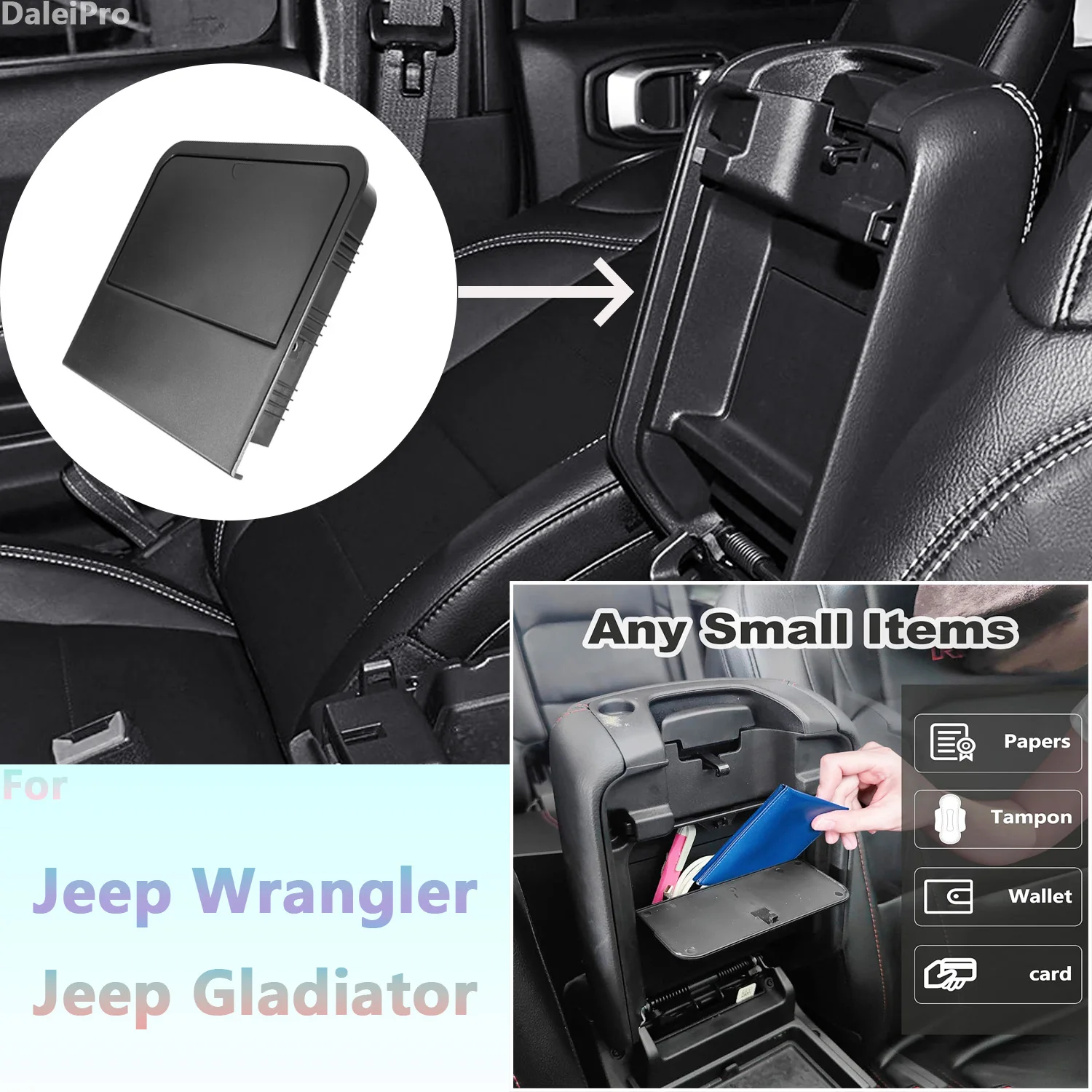 For Jeep Wrangler JL/JLU 4XE Jeep Gladiator JT Hidden Storage Box Armrest Storage Intimate Item Tray Organizer Car Accessories