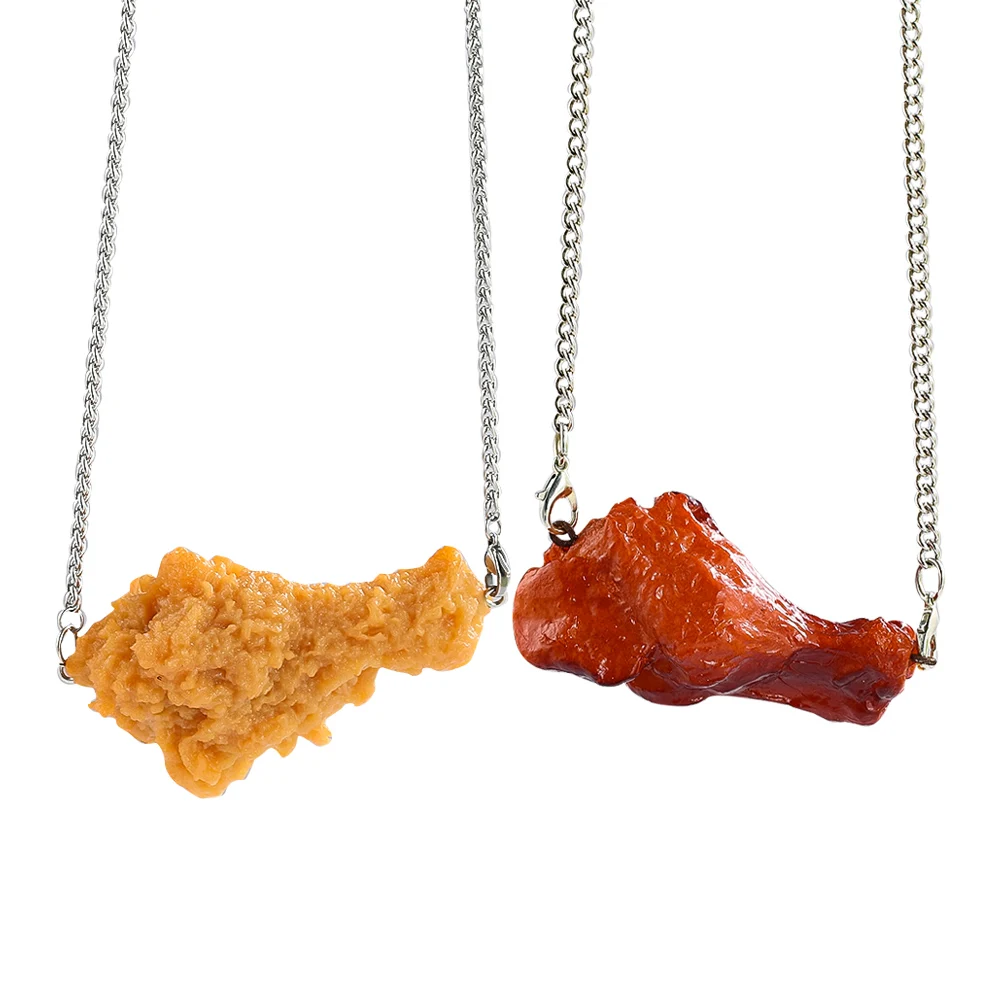 Simulation Fried Chicken Leg Pendant Necklace for Women and Men Food Charms Choker Cute Funny Accessories Fashion Jewelry Gift