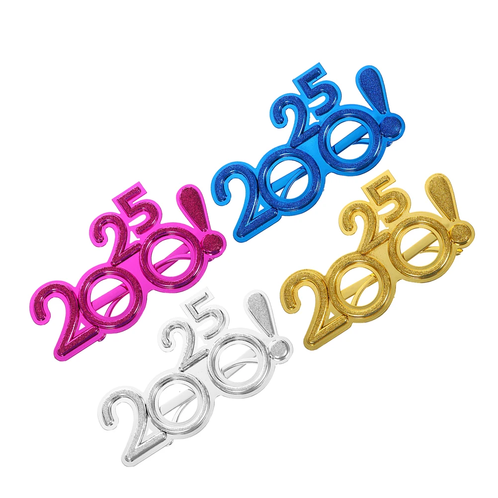 4 قطعة نظارات الديكور السنة الجديدة 2025 فريد خفيفة الوزن نظارات الحفلات متعة صور الدعامة ليلة رأس السنة لوازم عدد النظارات #1