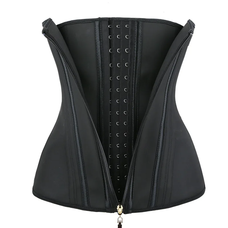 Sexy latex waist trainer for tummy control body shaping Steel bones hourglass shape waist cincher trimmer long torso fajas