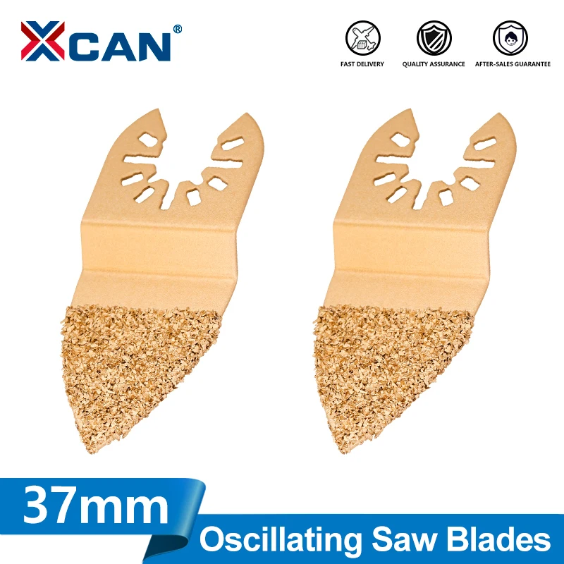 XCAN 2pcs 37mm Oscillating Saw Blade Set Diamond Multi Blade Triangle Saw Blade Quick Release For Rough Sanding Fillers Tile