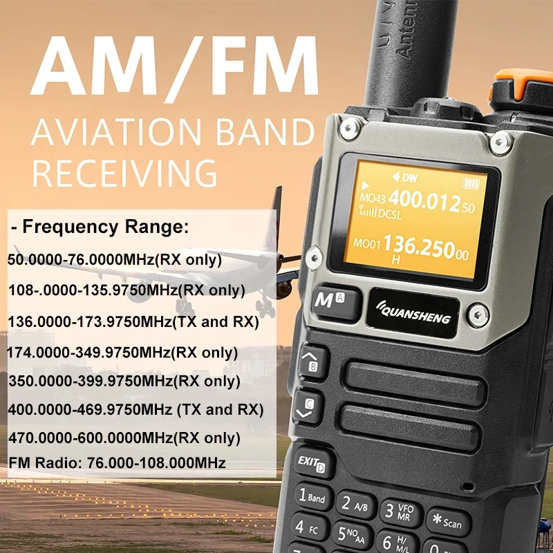 Quansheng UV-K6 Walkie Talkie 5W UV-K58 UV-K5(8) dwukierunkowe Radio 50-600MHz pełne pasmo odbiorcze typu C Charge Air Band DTMF NOAA