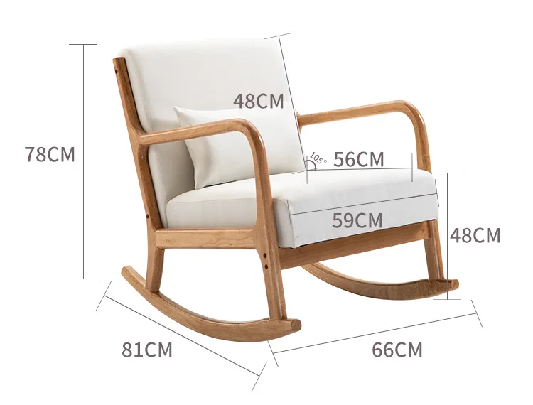 Formwell-Rocking Lounge Chair, Leisure Chair for Living Room, Bed Room, Solid Wood Frame, Waist Pillow