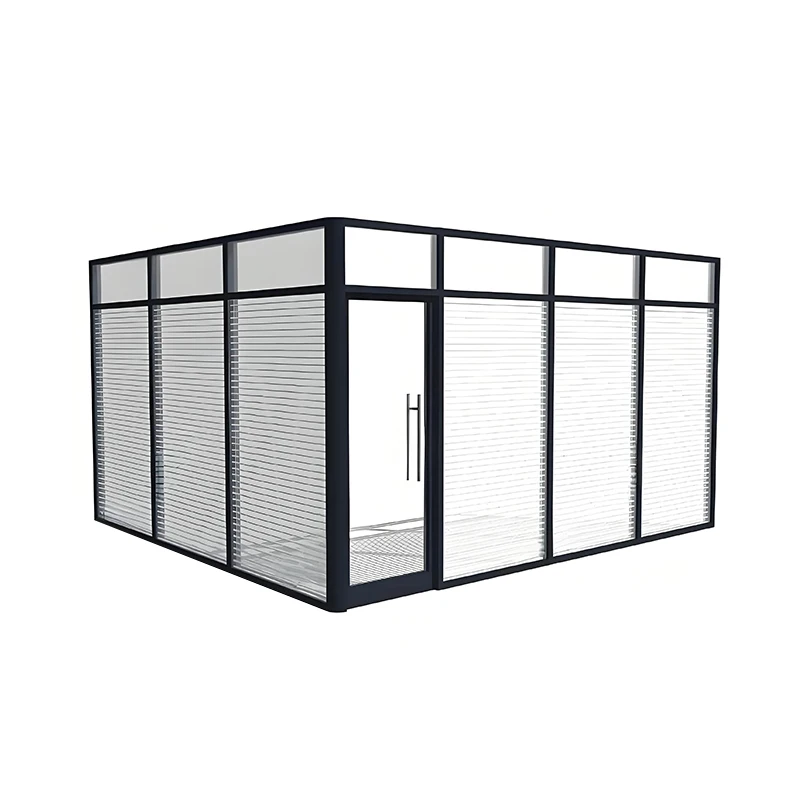 

Hot Sale Ultra-narrow Border Double Layer Glass Partitions Wall System Aluminum Alloy Blinds Soundproofing Office Partitions