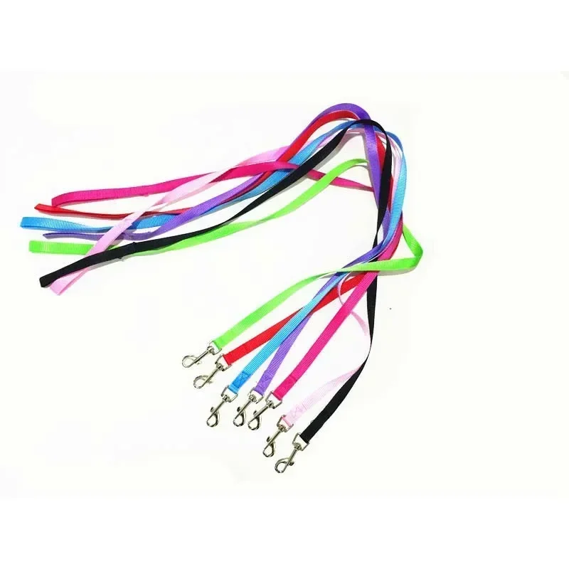 7 Colors Long Nylon Dog Pet Collar Harness Leash Lead for Daily Walking 1.5cm Width Optional Training Leash