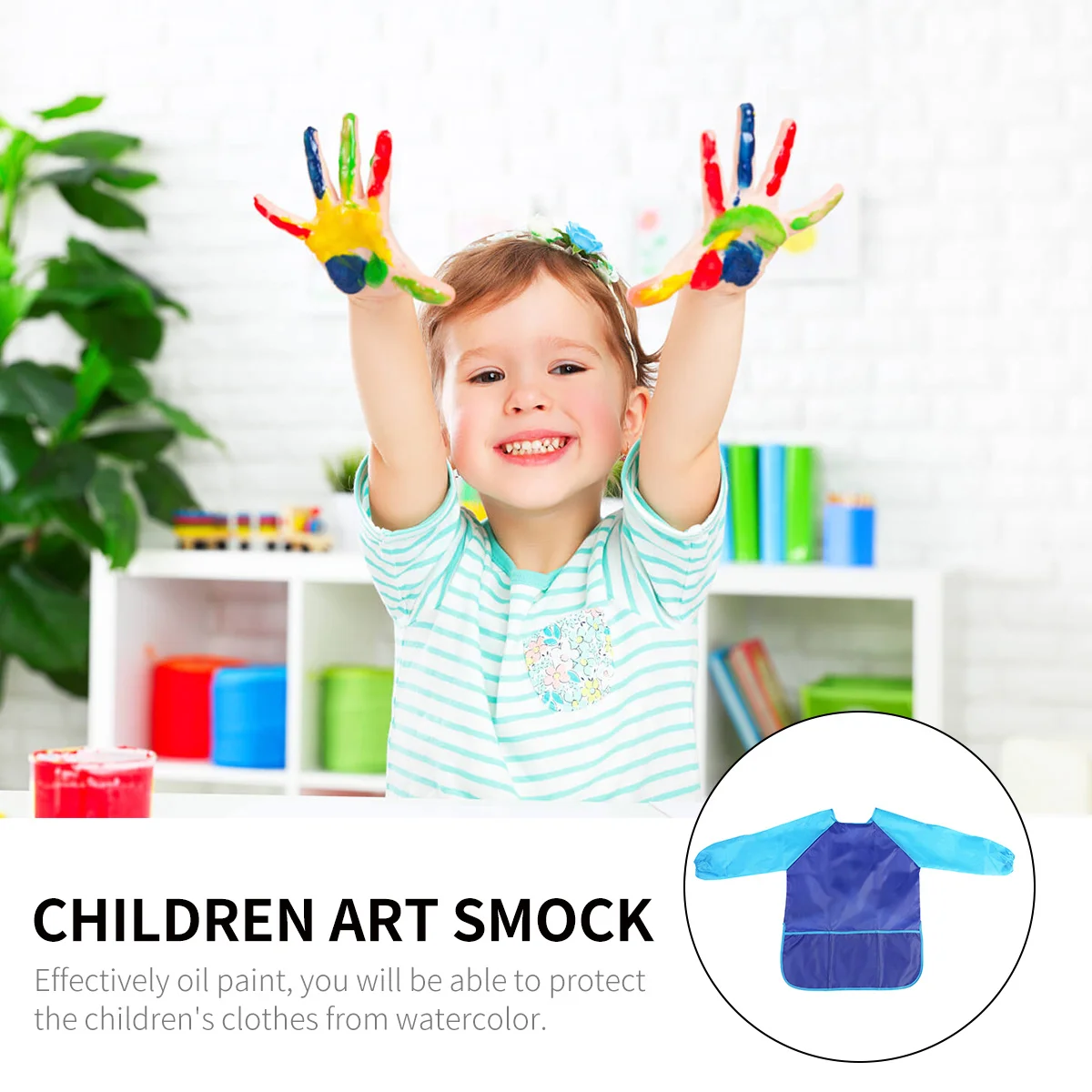 

Children Kids Waterproof Painting Apron Long-Sleeved Plus Size Washable Easy Clean Art Smock Smock