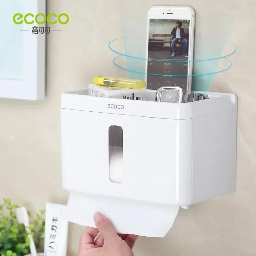 Ecoco Long multi-functional waterproof tissue box, toilet roll tube, non perforated toilet paper box, tissue holder