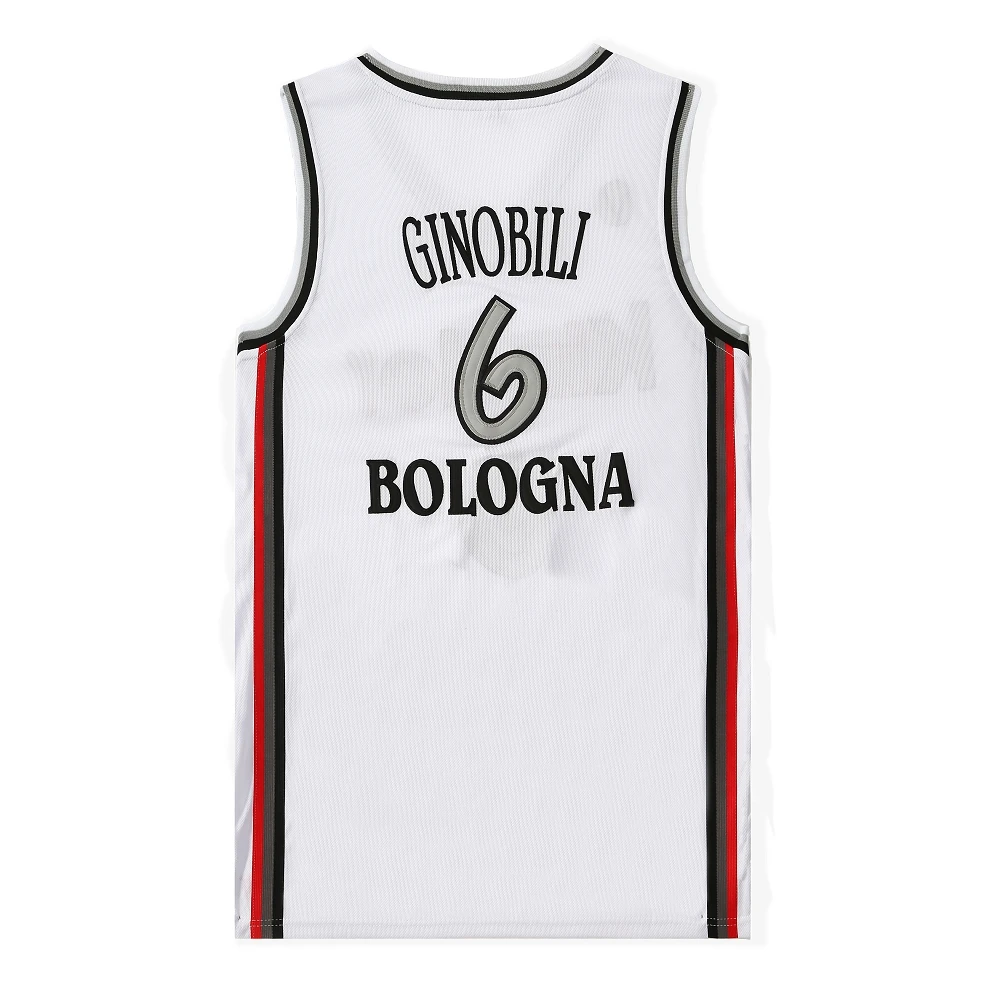 Bg koszulki koszykarskie Kinder 6 Ginobili Bologna Jersey tanie wysokiej jakości zdobienie do szycia sportowe na świeżym powietrzu białe 2023 nowe