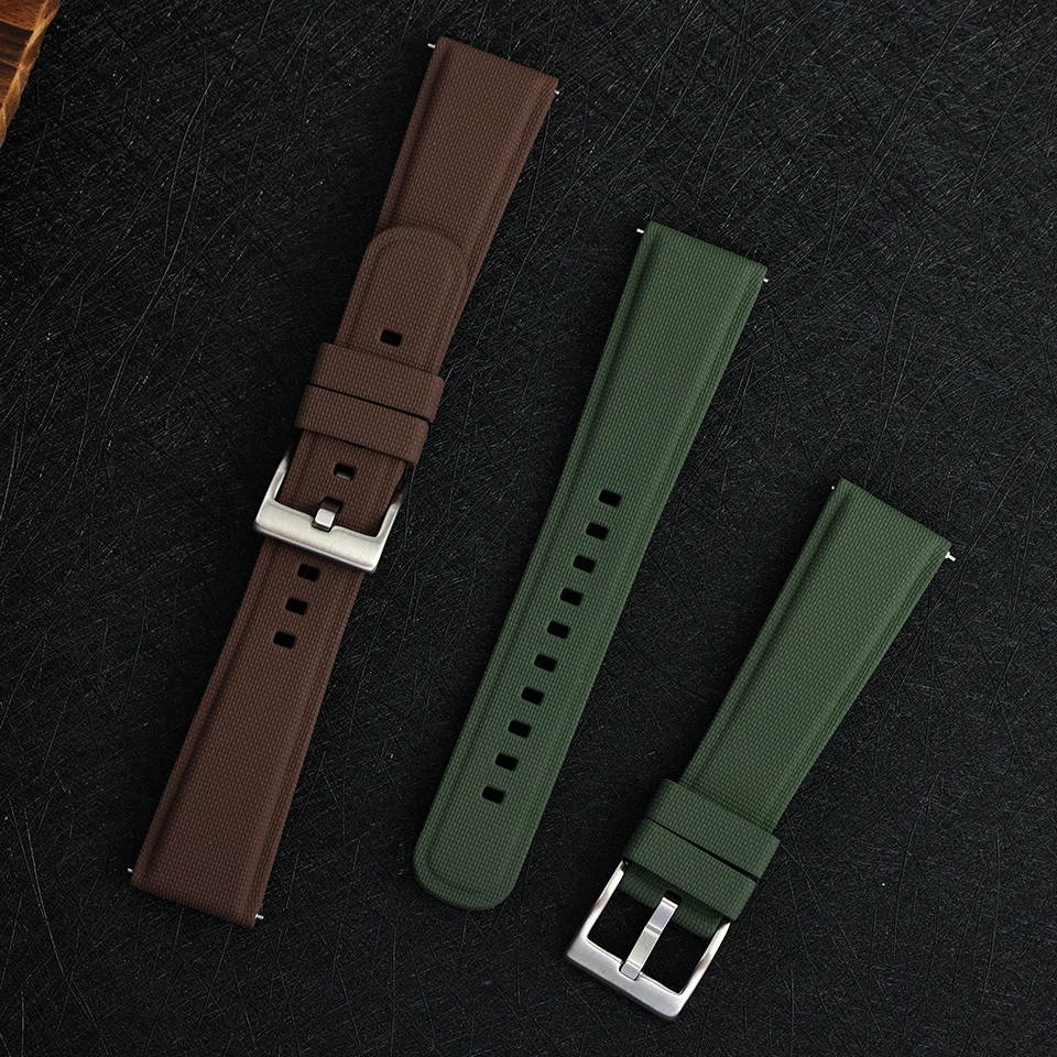 Quick Release FKM Rubber Watch Strap Adjustable Width 18mm/19mm/20mm/21mm/22mm/23mm/24mm for Men's WatchBand Sports Watch Belt