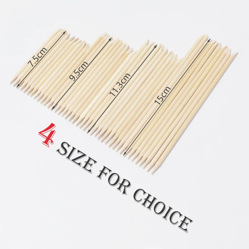 300/400pcs Orange Wooden Sticks Nail Cuticle Pusher Remover Cleaner Rhinestones Decoration Picker Nail Art Manicure Tools