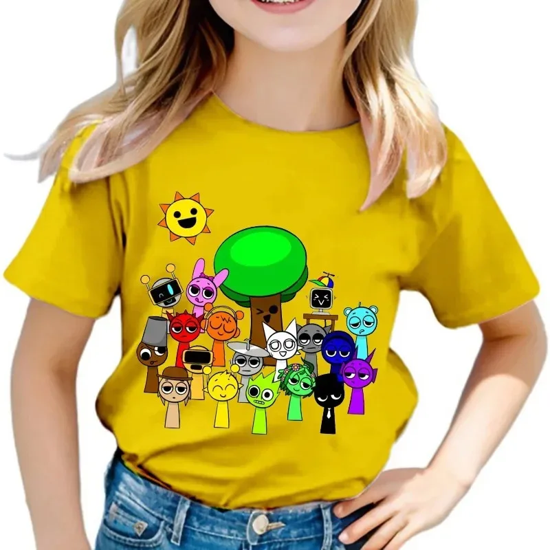Lustige Sprunki T-Shirts für Jungen und Mädchen, Sommer-Kurzarm-T-Shirts, Kinder-Cartoon-Incredibox-Spiel-T-Shirt, Sprunki Kinderkleidung, Oberteile – Detail 6