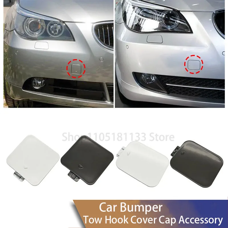 For BMW E60 5 Series 2003-2010 Front Bumper Tow Hook Cover Replacement Black White 520i 525i 530i 535i Direct Fit