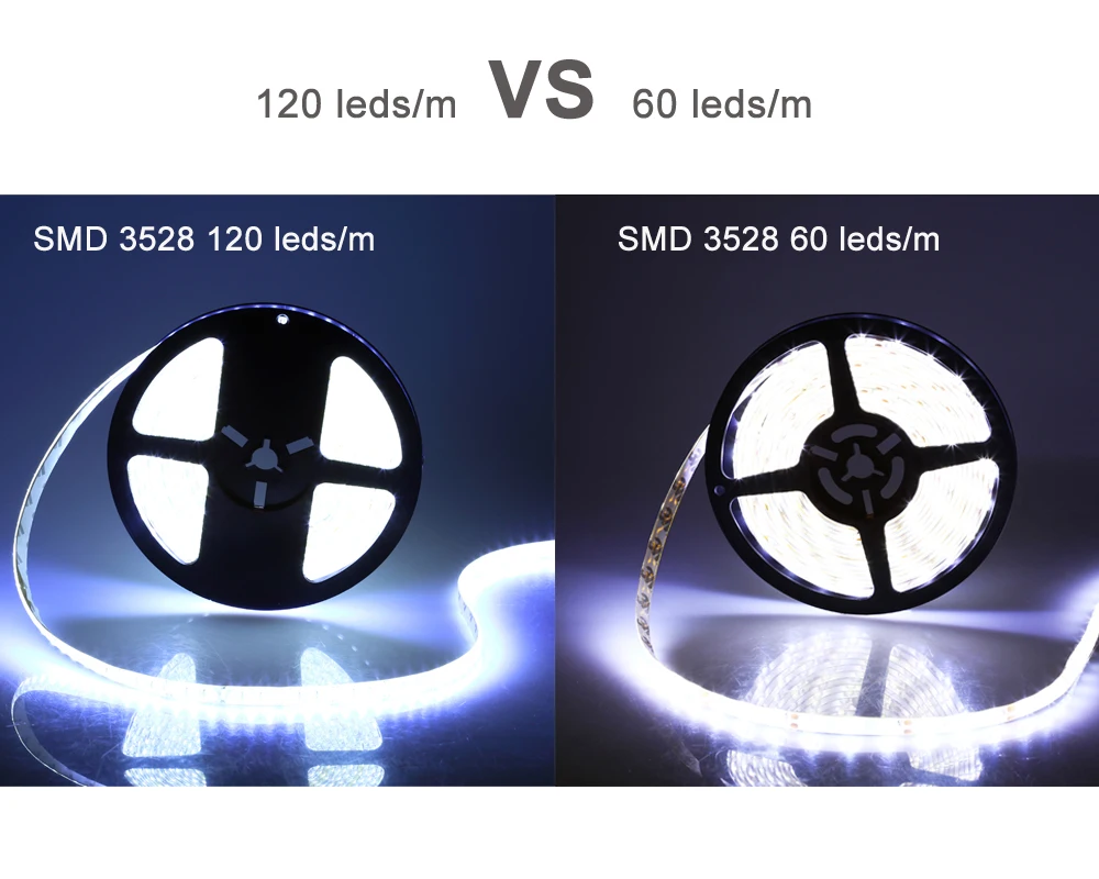 5M 3528 SMD LED Strip light DC 12V 60 120 LEDs/M indoor and outdoor waterproof Decorative Tape RGB White Blue Red Green Yellow