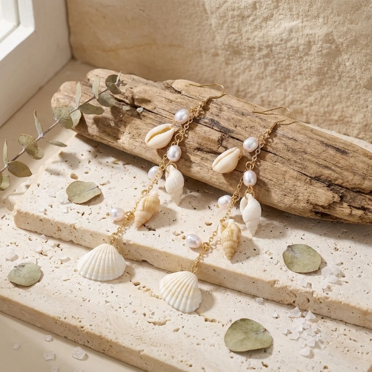 Ozean-Seestern-Ohrringe aus Acryl mit simulierten Perlenketten und Quasten für Damen, Sommer-Muschel-Seepferdchen-Schildkröten-Ohrringe, Schmuck – Detail 38