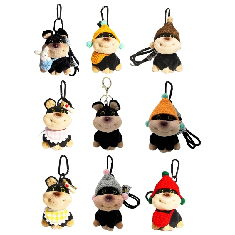 Y4QE Adorable Puppy Key Ring Pendants Delightful Bees Themed Dog Bag Accessory Stylish Bag Charm for Fashionistas