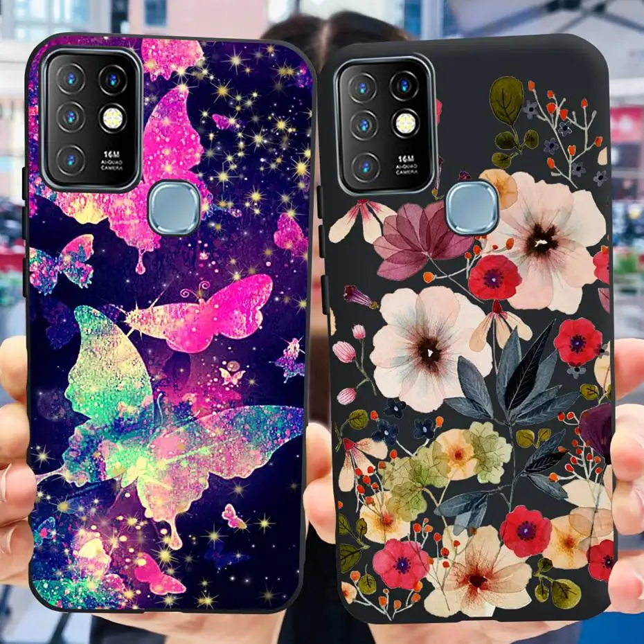 For Infinix Hot 10 Phone Case Fashion Painted Black Silicon Soft Back Cover For Infinix Hot10 X682B X682C