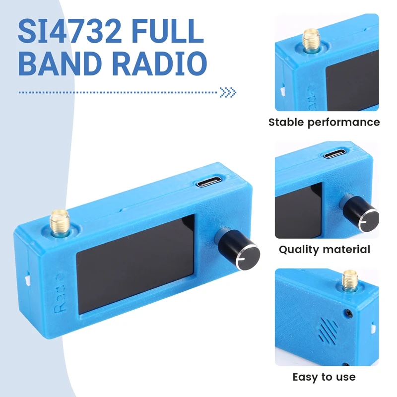 ABSQ-SI4732 Pełnozakresowe radio 0,5-108 MHz Pełnozakresowe radio AM FM LSB USB o wysokiej czułości z anteną 1,9-calowy kolorowy ekran IPS