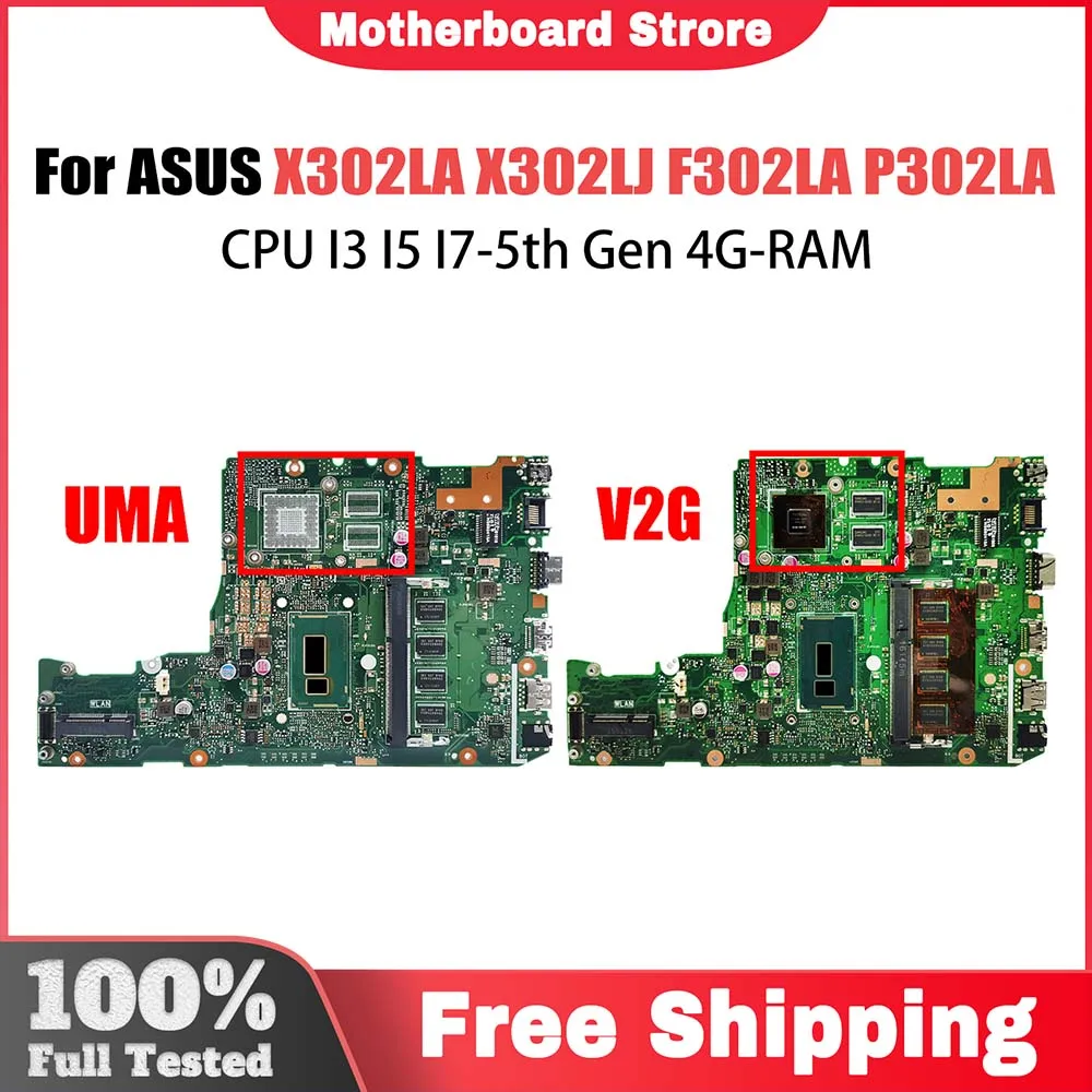 

X302LA Laptop Motherboard For ASUS X302LJ F302LA P302LA F302LJ P302LJ Notebook Mainboard CPU I3 I5 I7-5th Gen 4G-RAM