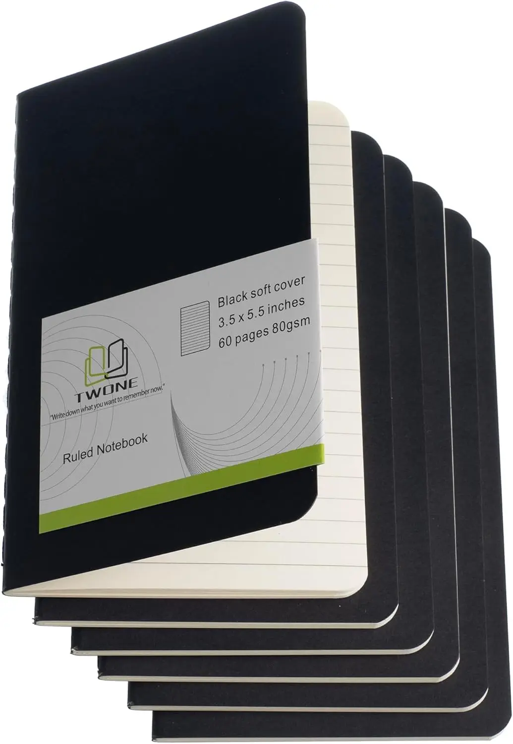 

6 Pack Mini Pocket Notebooks 3.5x5.5 Inches Black Cardstock Journal Set with 60 Lined Pages for Travel Office School Daily Notes
