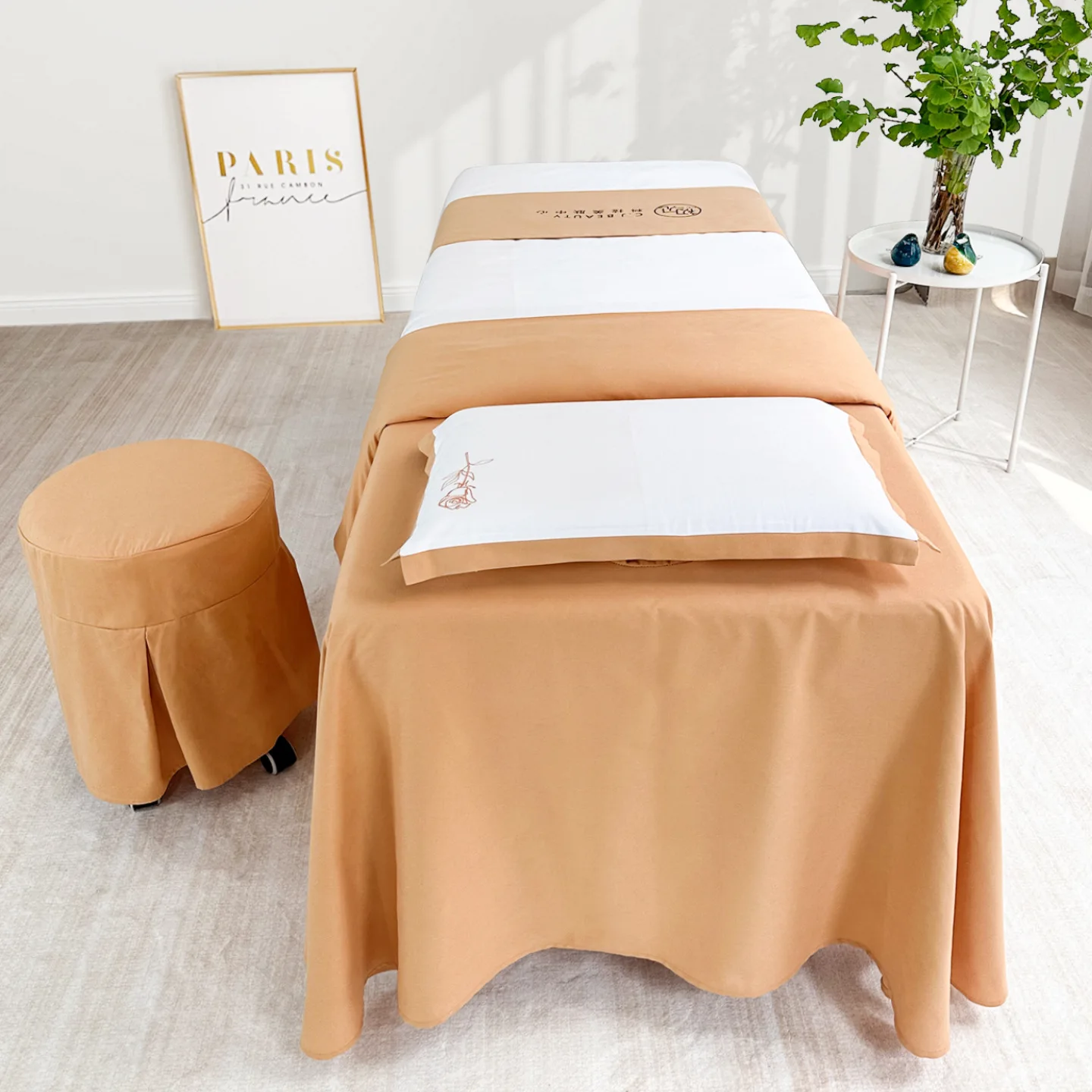 4pcs Bedding Sets for Beauty Salon Bed Covers Rose Luxury Massage Spa Bedskirts Pillowcase/Stool/Dulvet Cover for All Seasons