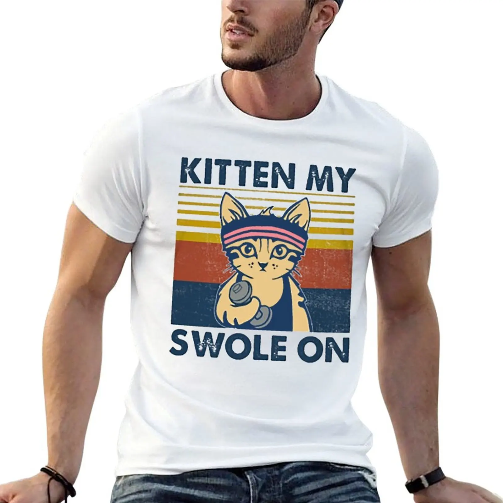 

Kitten My Swole on Cat gym T-Shirt anime tshirt cotton t shirt man funny t shirts cotton T-shirt