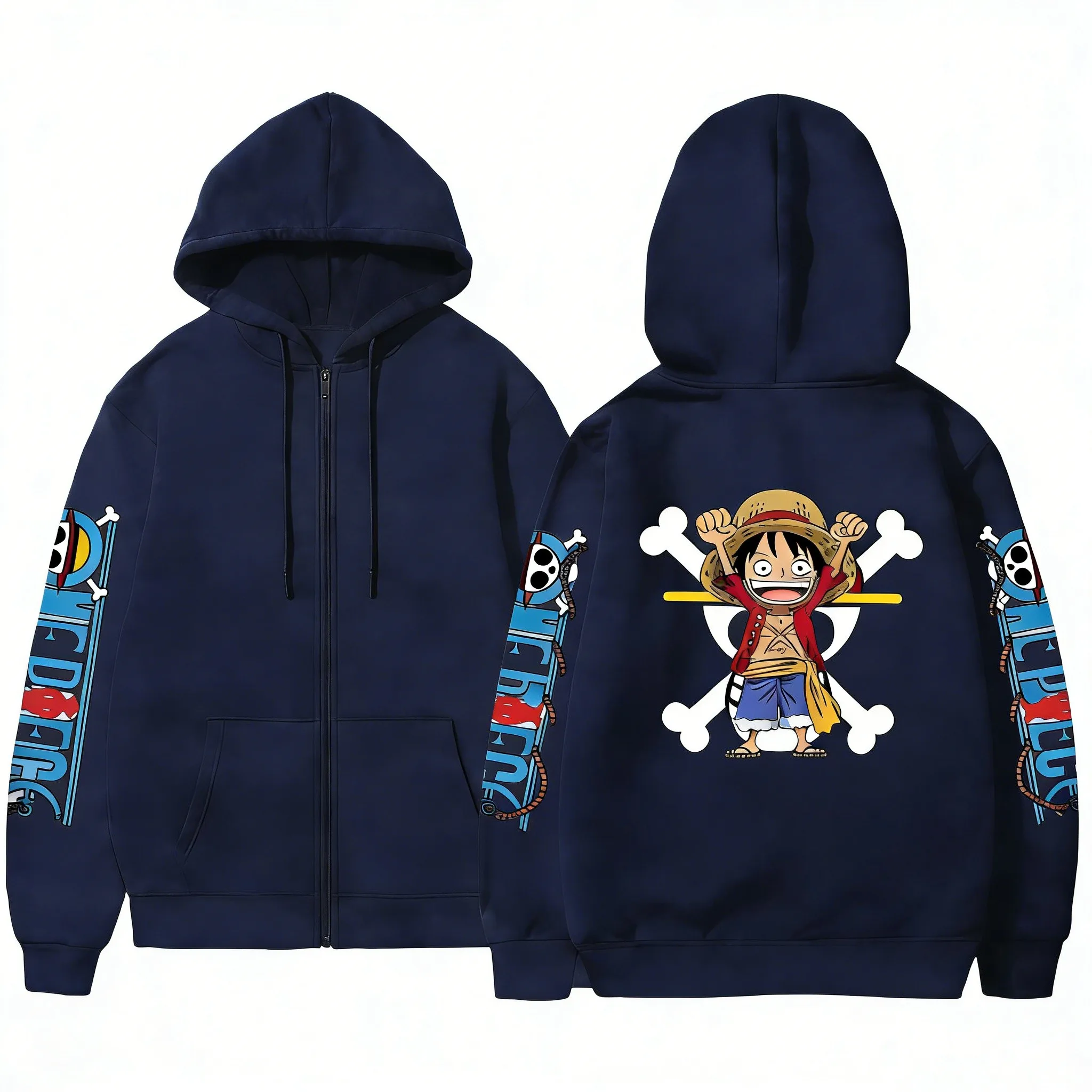 

Худи на молнии с принтом Луффи из аниме One Piece для мужчин и женщин, повседневная уличная одежда, толстовка, мультяшные топы, весна 2026, Y2K
