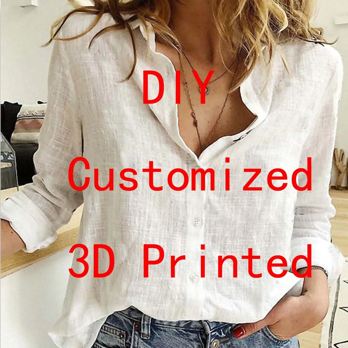 DropShipping VIP Link Tops DIY Women's Long Sleeve Shirt Fashion Casual Shirt Button-down Shirt Unique Streewear US Size