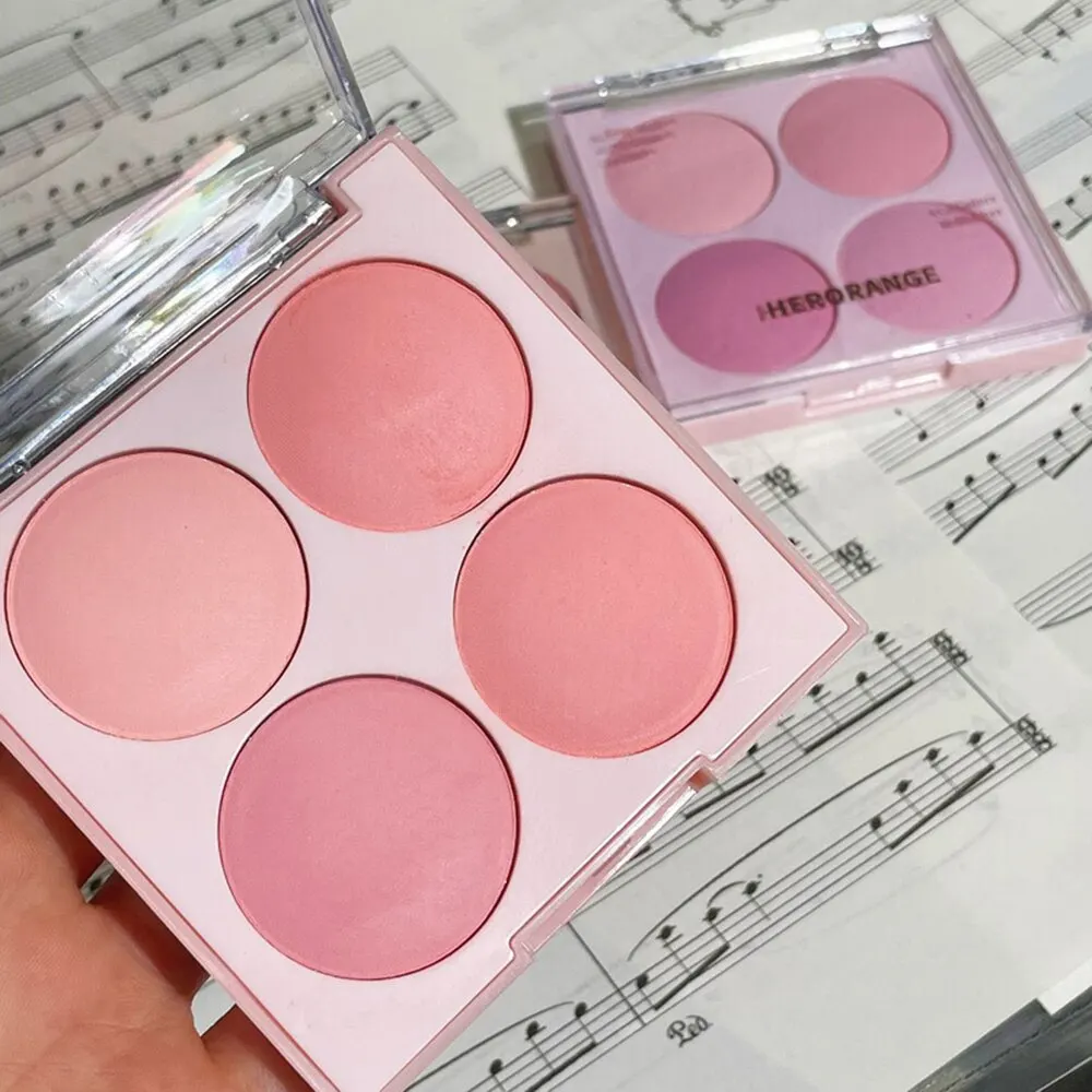 4 cores blush pó rosto conjunto de maquiagem misturado doce cores quentes fosco bochecha em pó beleza facial maquiagem cosmética blush