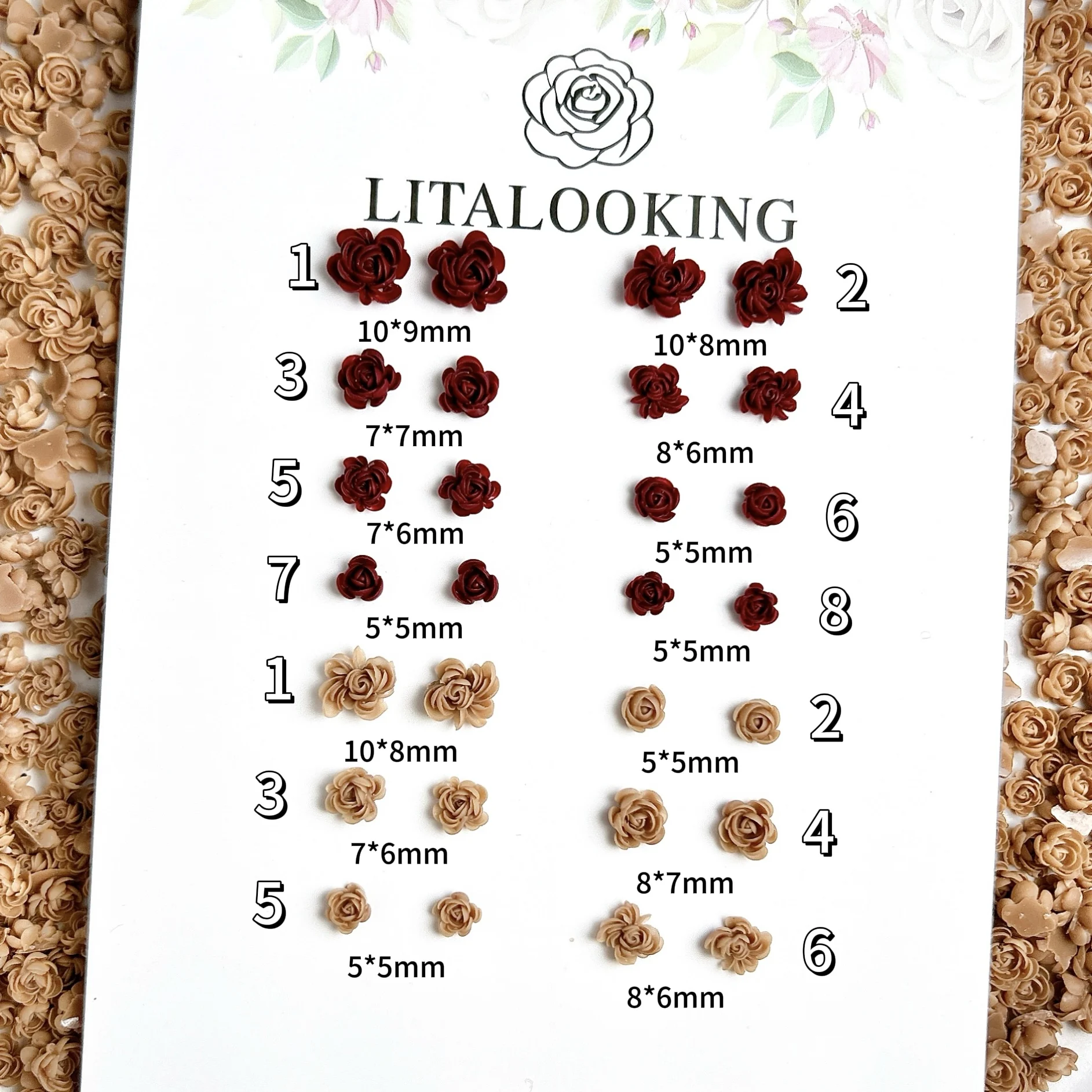 60 SZT. Mini Ozdoby do Paznokci z Żywicy w Kształcie Róż w Jednolitym Kolorze, Minimalistyczne, Świecące, Symulowane Kwiaty do Dekoracji Paznokci DIY