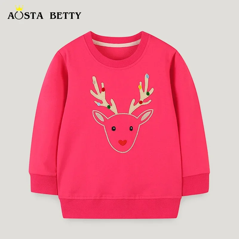 

Middle and Small Children's Clothing Autumn New Hoodie Cartoon Embroidered Baby Round Neck Jumper Children Wear Top