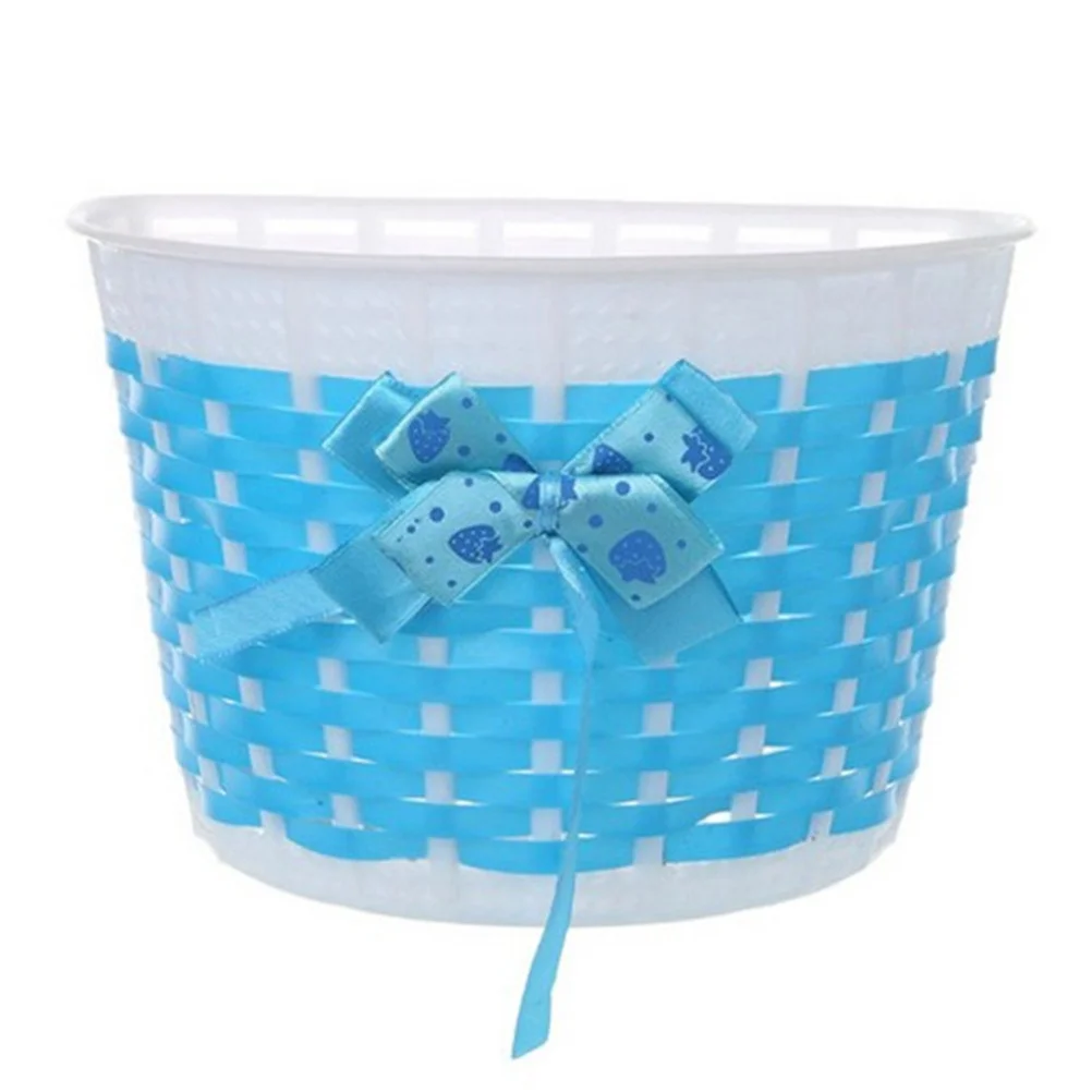 

Butterfly Knot Bike Basket 20.5X13.8X13.5Cm Strong Durable Plastic Knitted Front Basket For Kids Bicycle Blue Riding Storage