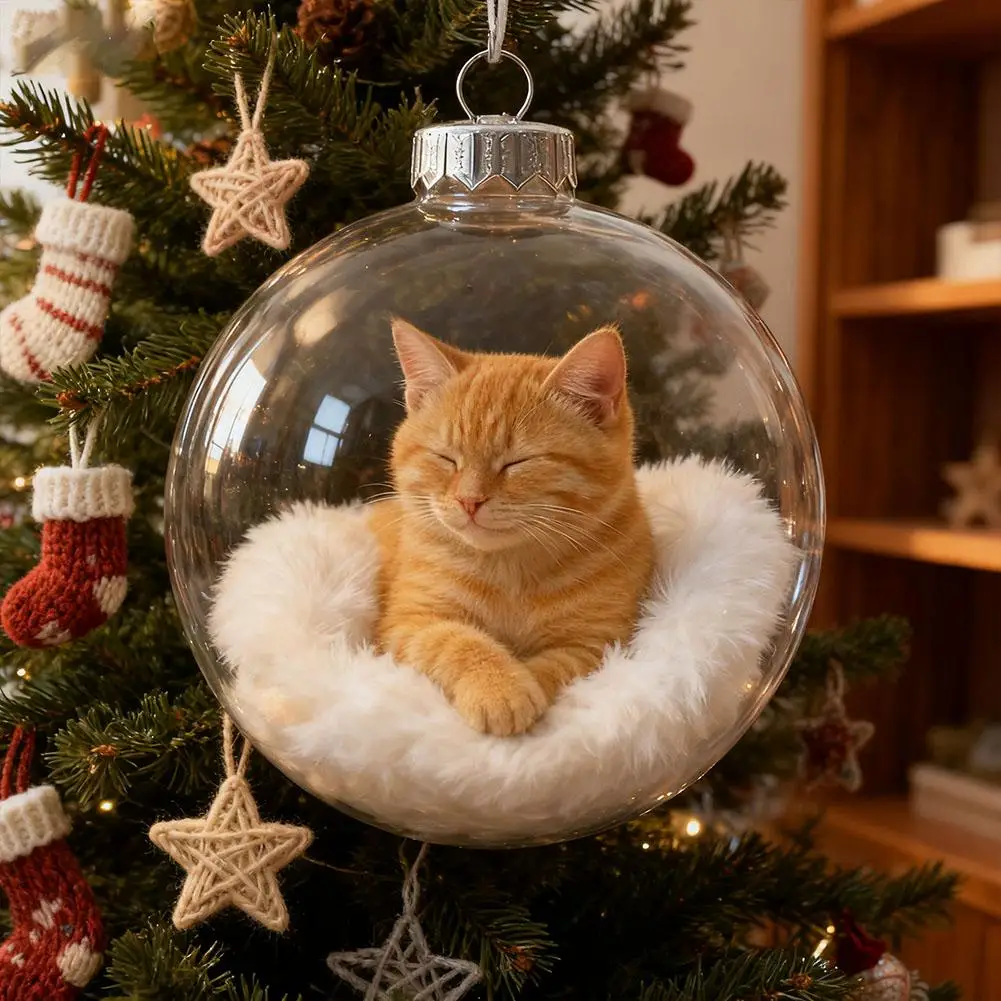 Niedliche Katzen-Weihnachtskristall-Ornamente, 2D-Katzen-Weihnachtsbaum-Hängedekoration, Feiertagsdekoration, Heim- und Partyakzente, Geschenke für Katzenliebhaber