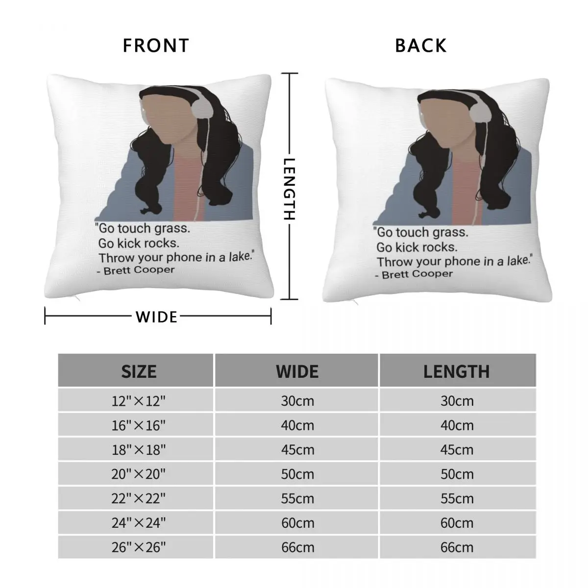 Brett Cooper Quote Touch Grass Square Pillowcase Polyester Linen Velvet Creative Decorative Throw Pillow Case Sofa Cushion Cover