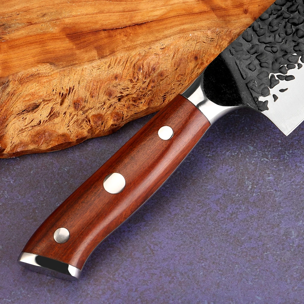 سكين Santoku احترافي مقاس 7 بوصة 5Cr15MoV عالي الكربون من الفولاذ المقاوم للصدأ سكين الطاهي الياباني أداة قطع المطبخ المنزلي