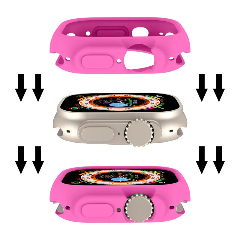 Couvercle en silicone souple pour Apple Watch, boîtier de protection d\'écran antichoc, couleur bonbon, série 8, ultra 49mm