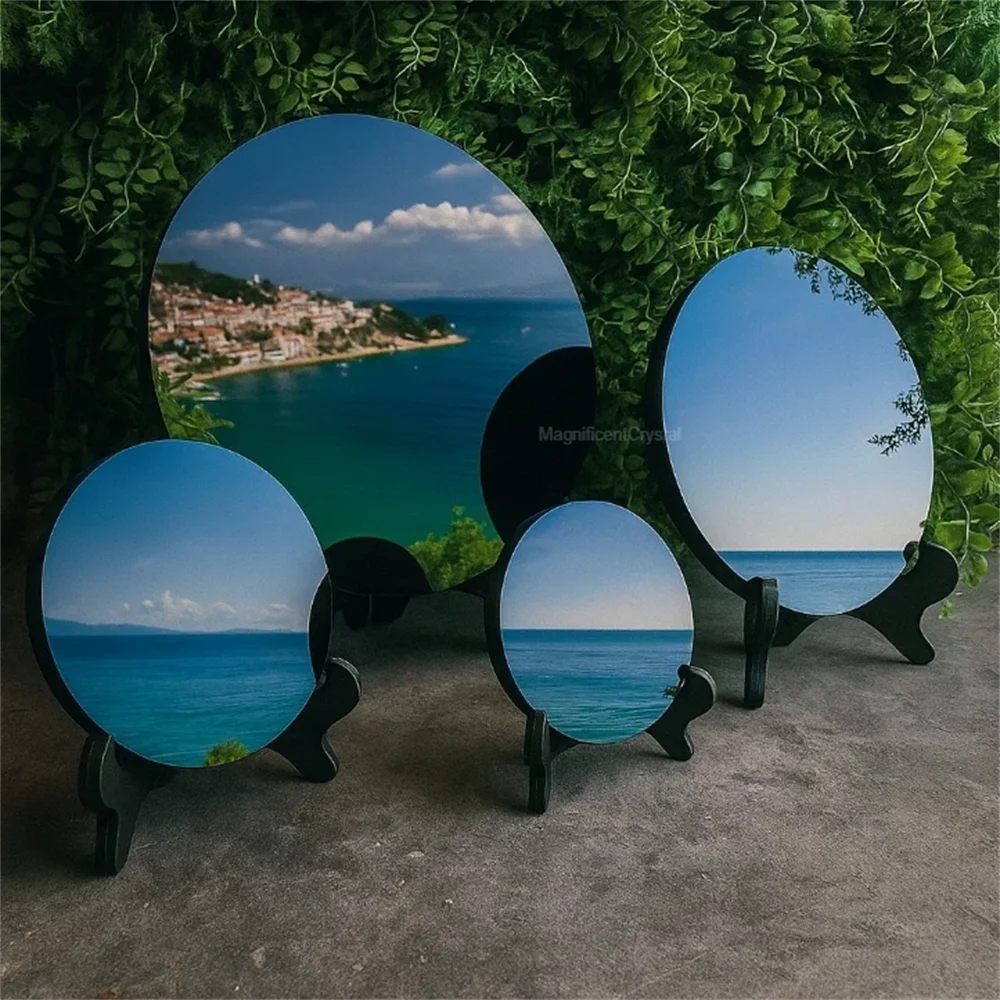 Natural obsidian crystal quartz mirror, with healing properties, suitable for home decoration, purifies and demagnetizes, for di