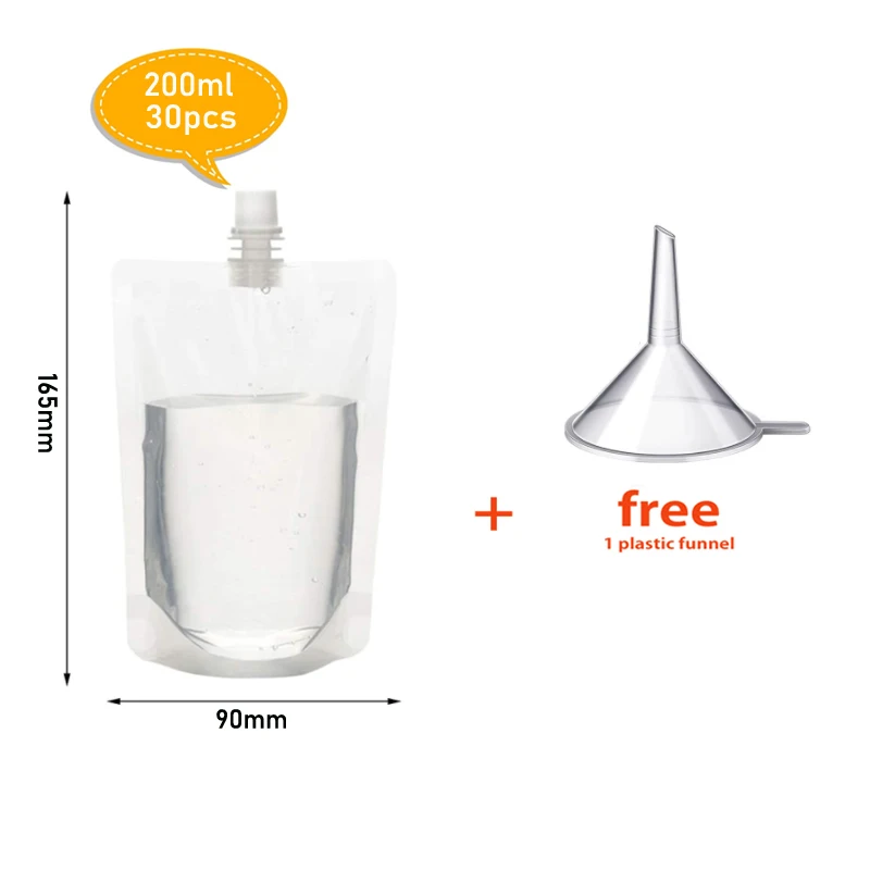 100-500ml Travel Drink Spout Pouch, Clear Leakproof Juice Bag, Portable Beverage Container with Funnel, for Ice Cold Drinks image 3