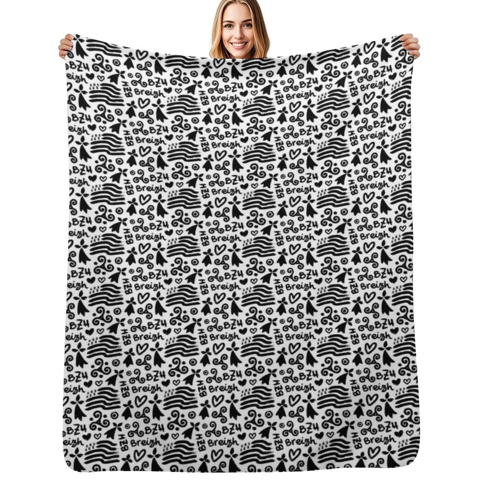 Breizh symbols pattern Throw Blanket Thermals For Travel Decorative Beds warm winter Flannels Bed covers Cute Plaid Blankets