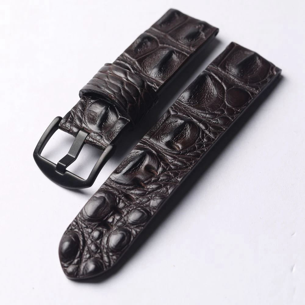 Natural TextHan dmade Crocodile Bone Pattern Leather Strap 20 22 24MM Black Brown For PAM111 444 HighEnd Leather Vntage Bracelet