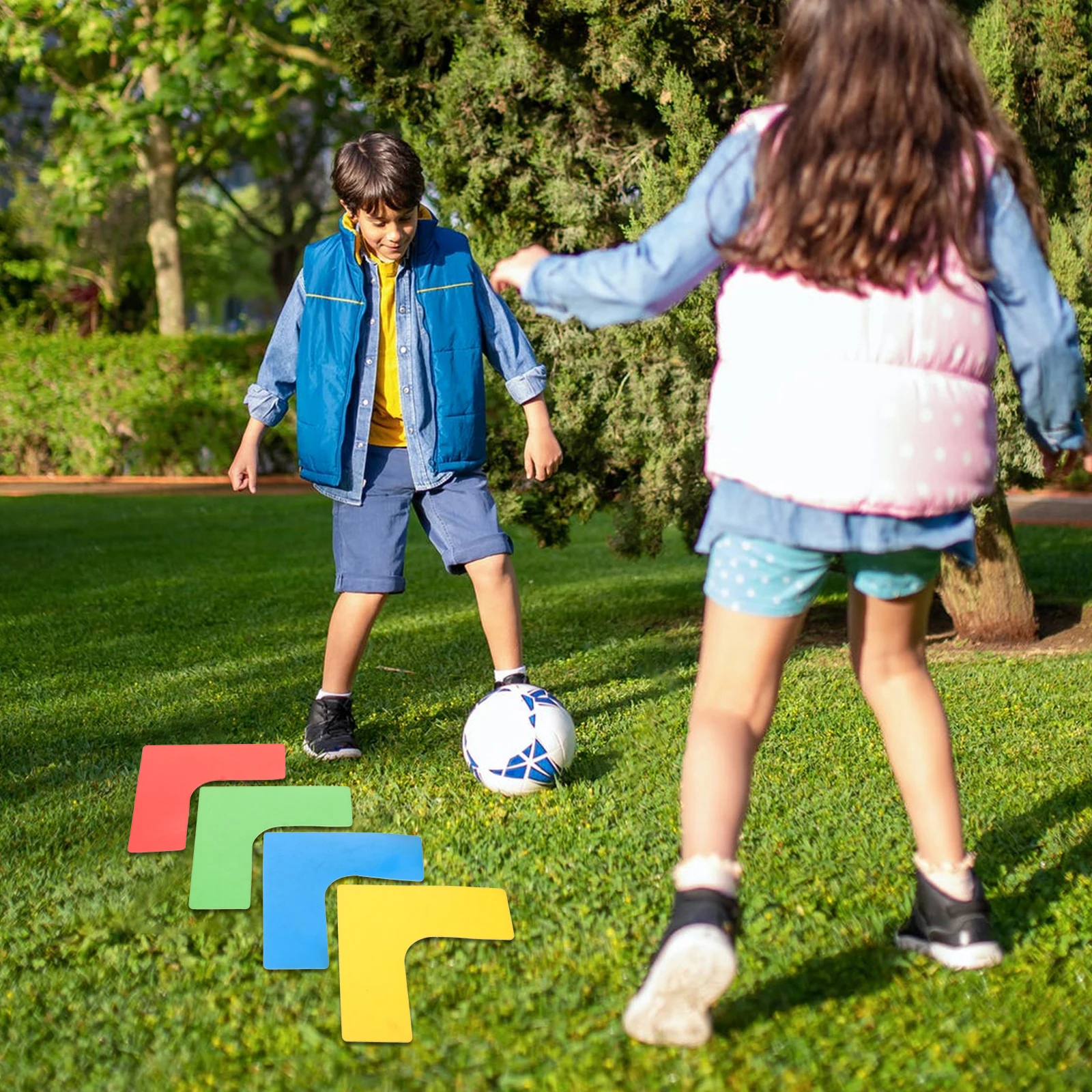 

4pcs Landmark Pads Marker Mats Right Angle Sports Training Agility Drills Accessories Durable Non Slip Random Color