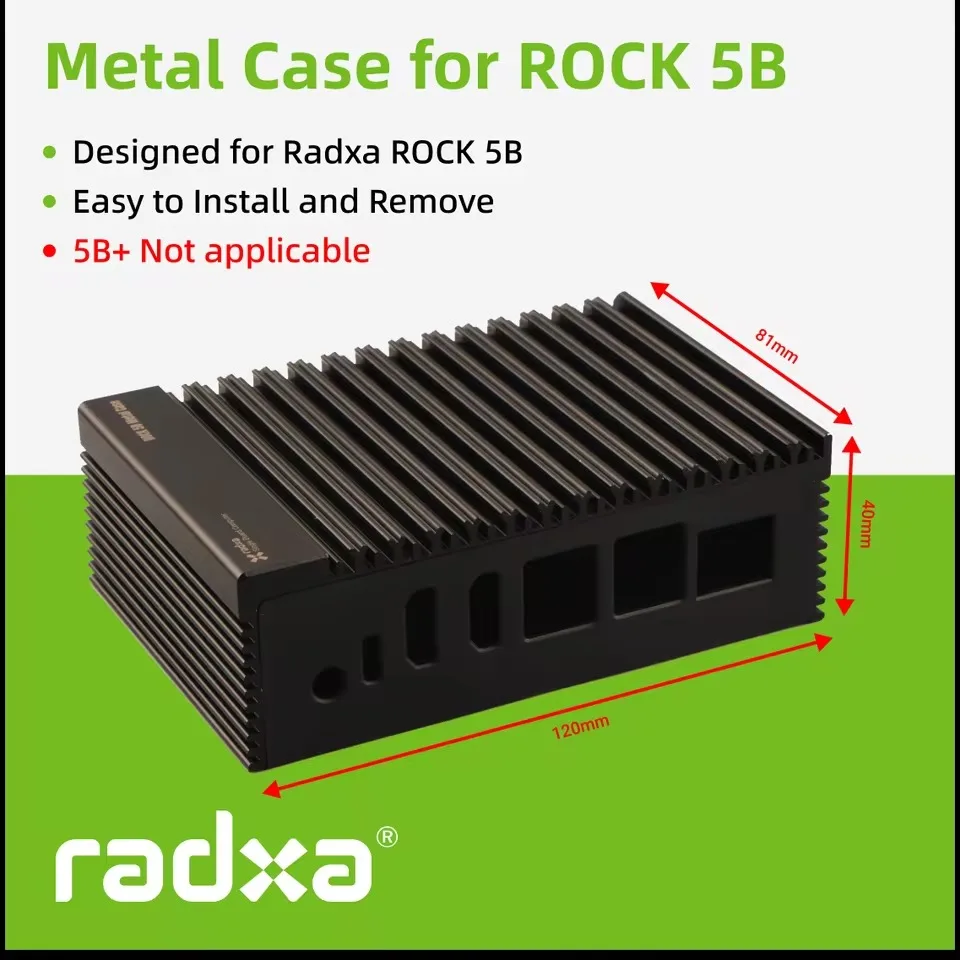 

Radxa Metal Case for ROCK 5B, Full Metal Enclosure