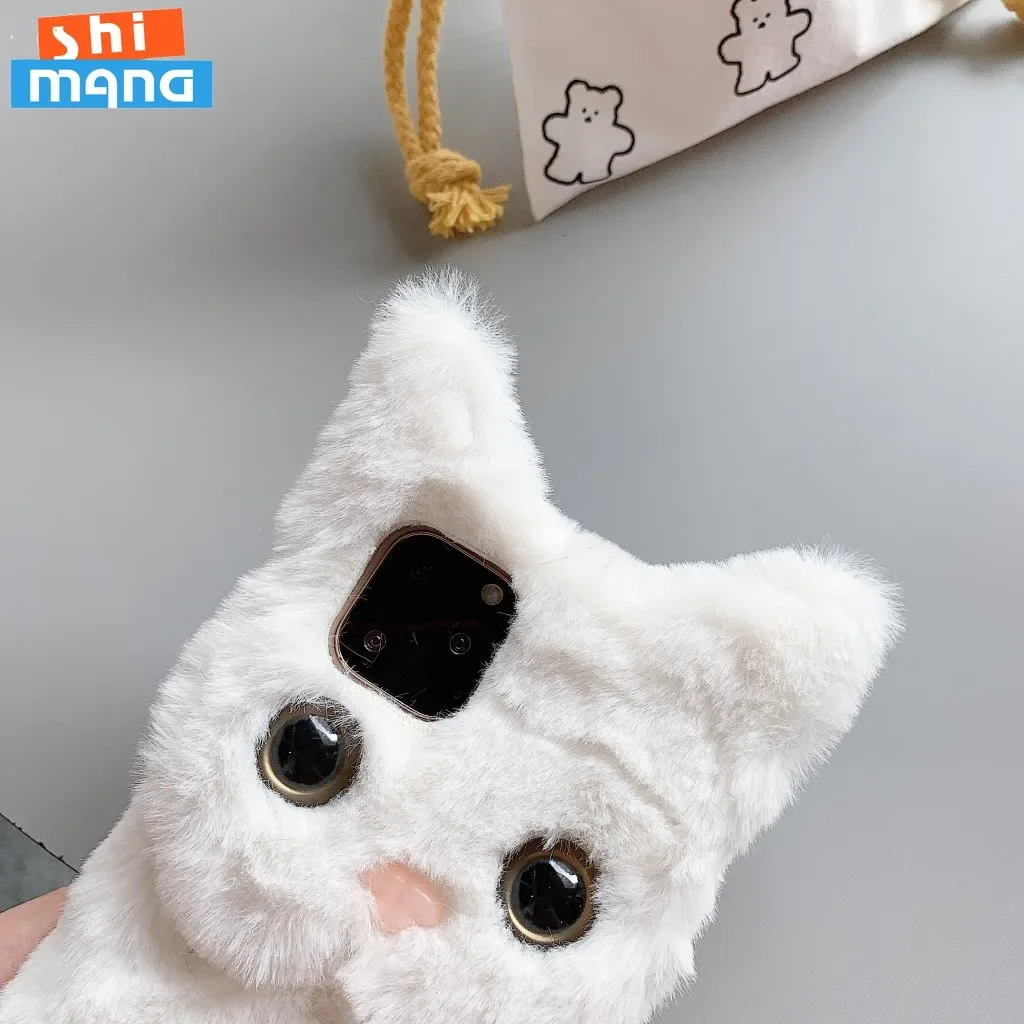 Suitable for Plush Cat  iPhone case 11 12 13 14 Pro XR X Xs Max mini 7 8 6 6s Plus Cartoon Apple XR Cute Women\'s Fashion  Cover