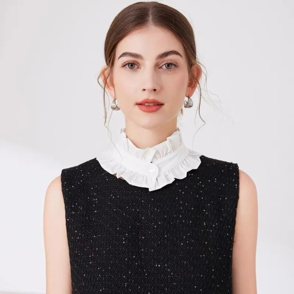 Pleated Ruffled Detachable Collar Stand Collar Black White Elizabethan Collar Polyester Soft Lightweight Decorative Neck Ruff