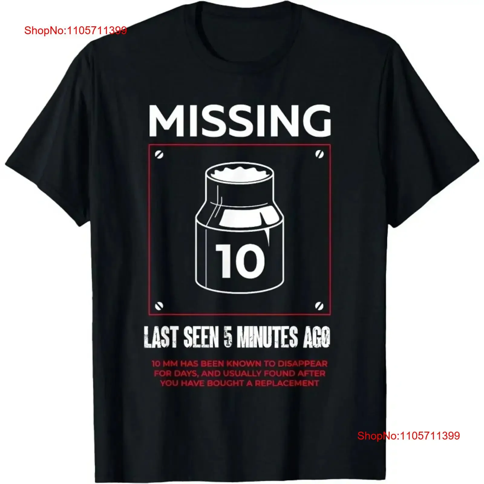 Missing 10mm Socket Funny Auto Mechanic Repairman T Shirt long or short sleeves vintage Washed Casual Versatile Soft